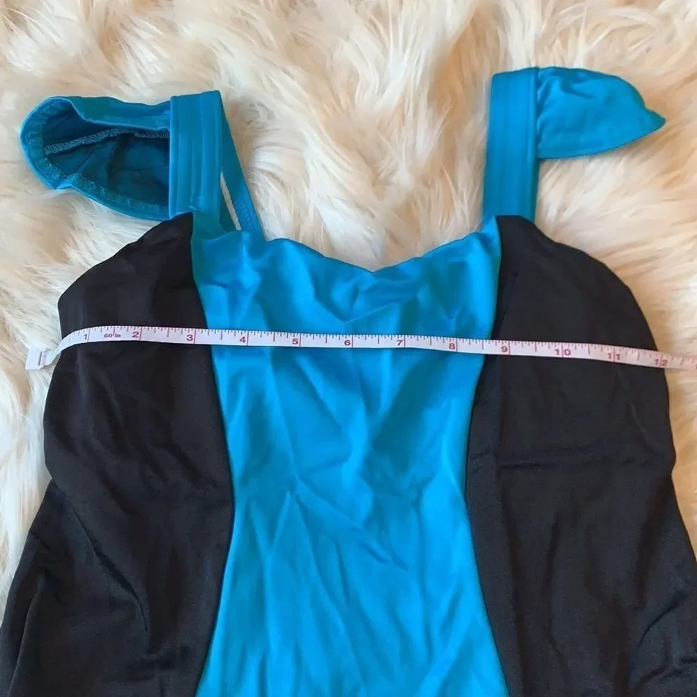 Blue and Black two piece color block dance costume